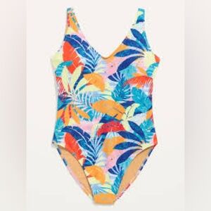 🆕 OLD NAVY Palm Of Paradise Tropical Printed One-Piece Swimsuit Bathing Suit